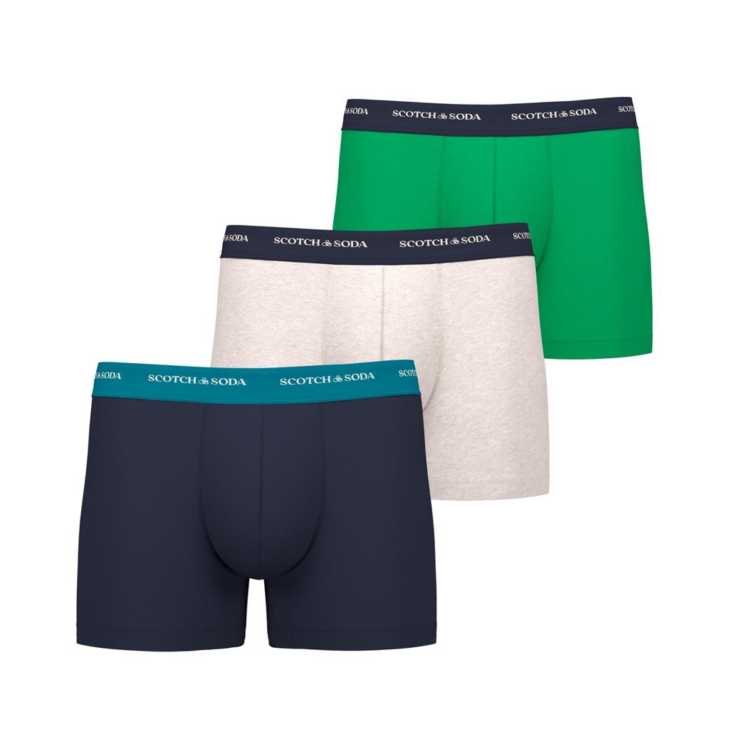 Scotch And Soda 3 Pack Mens Boxer Shorts Navy Green White Melange