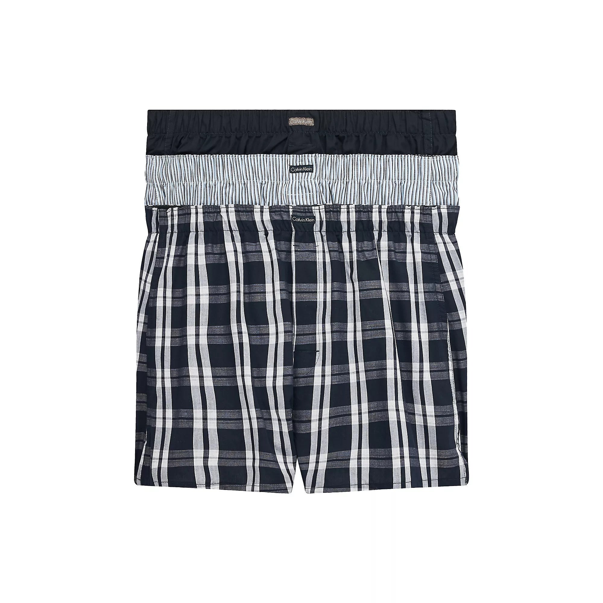 Calvin Klein 3 Pack Woven Boxers - Tide/Morgan Plaid/Montague Stripe