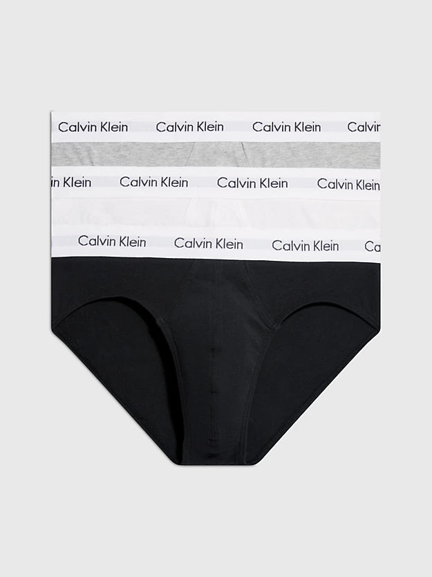 Calvin Klein 3 Pack Cotton Stretch – Hip Briefs ( Black / Grey / White )