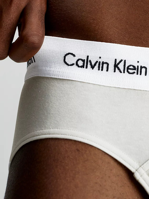 Calvin Klein 3 Pack Cotton Stretch Hip Briefs - Grey/Blue/Beige