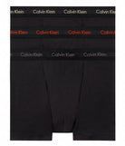 Calvin Klein 3 Pack Cotton Stretch Trunks -Black with Coloured Logos