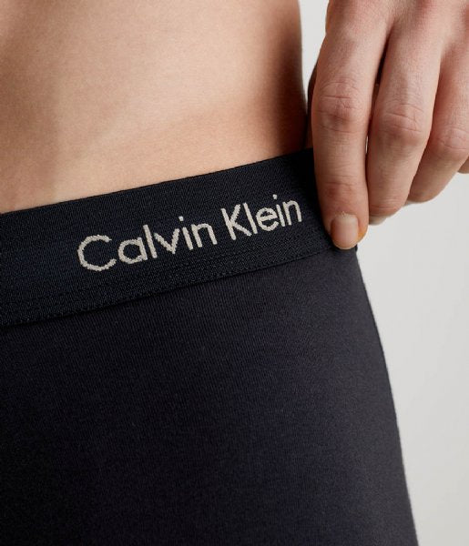 Calvin Klein 3 Pack Cotton Stretch Trunks -Black with Coloured Logos