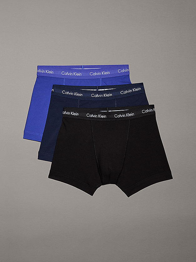 Calvin Klein 3 Pack Cotton Stretch - Normal Rise Trunks - Black / Blue / Navy