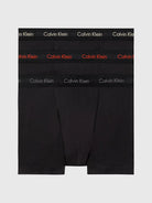 Calvin Klein 3 Pack Cotton Stretch Trunks -Black with Coloured Logos