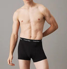 Calvin Klein 3 Pack Cotton Stretch Trunks, B- Black, Shade, Slate Turq Wbs