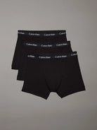 Calvin Klein 3 Pack Cotton Stretch - Normal Rise Trunks ( Black / Black Waistband )