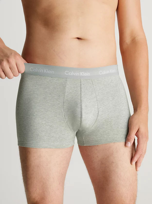 Calvin Klein 3 Pack Low Rise Trunks Cotton Stretch - Wild Aster/Grey/Arctic Green