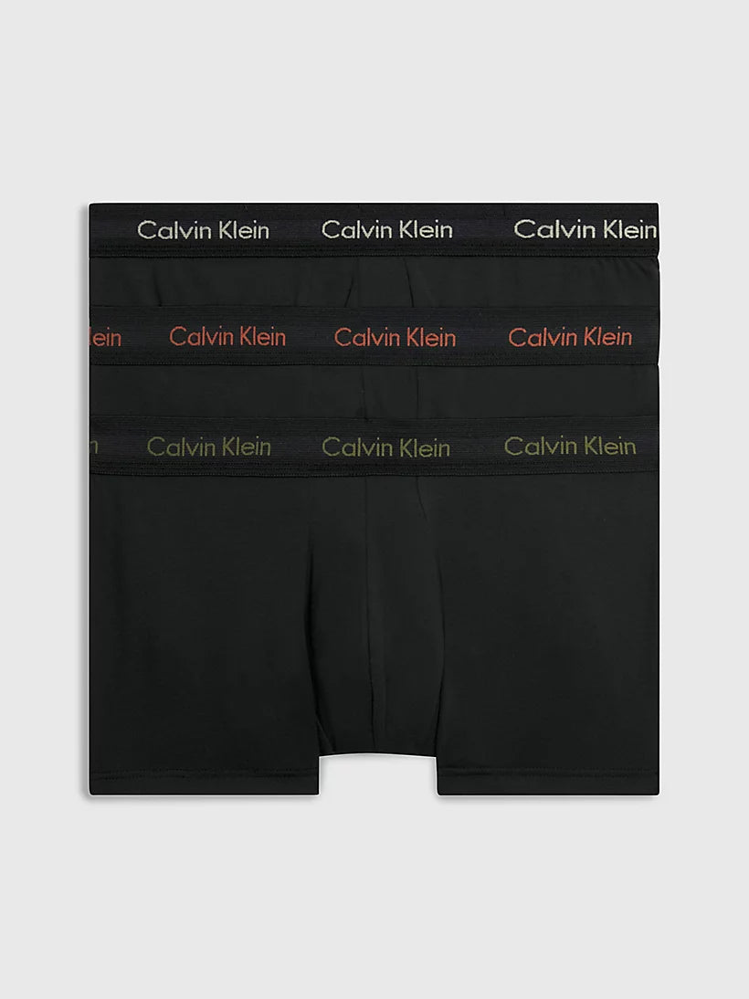 Calvin Klein 3 Pack Low Rise Trunks Cotton Stretch - Black-Eclyps