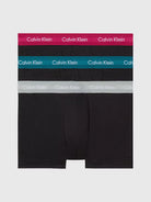 Calvin Klein 3 Pack Low Rise Trunks Cotton Stretch - Black with Coloured Waistband