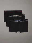 Calvin Klein 3 Pack Low Rise Cotton Stretch Trunks, Black-Rumba/White/Safari Logos