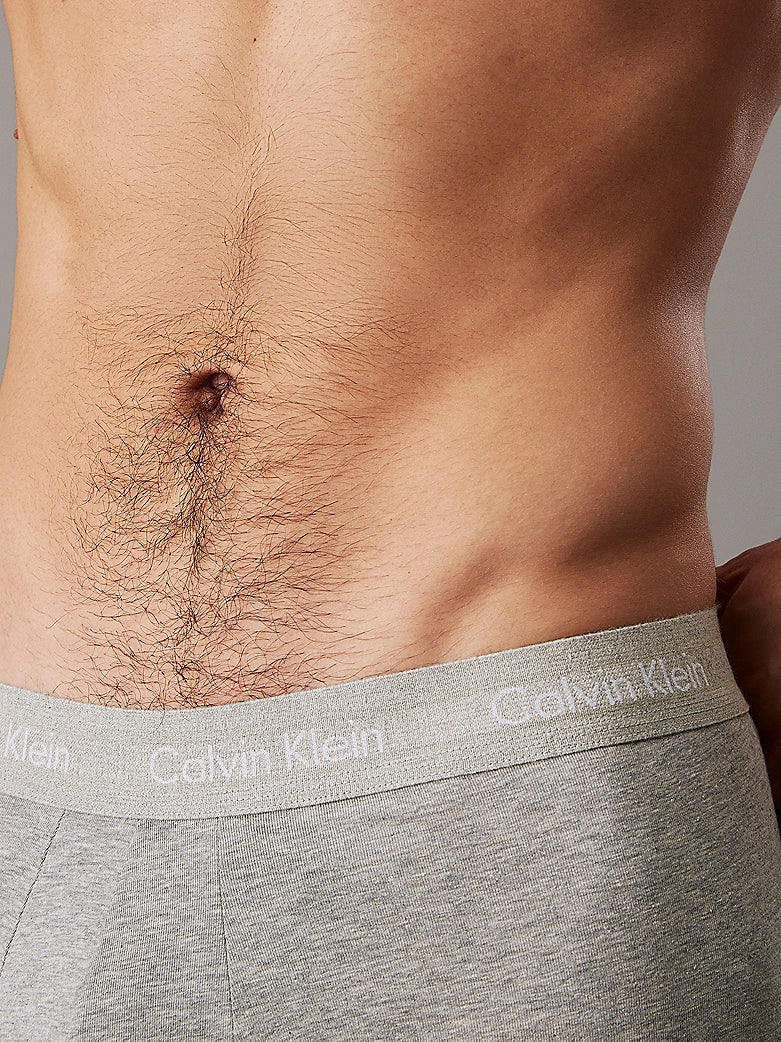 Calvin Klein 3 Pack Low Rise Trunks Cotton Stretch - Royal Iris / Grey / Dusty Tan