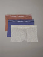 Calvin Klein 3 Pack Low Rise Trunks Cotton Stretch - Royal Iris / Grey / Dusty Tan