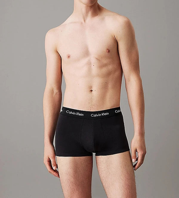 Calvin Klein 3 Pack Low Rise Trunks Cotton Stretch - Black, Hemisphere Blue, Ash