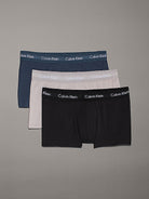 Calvin Klein 3 Pack Low Rise Trunks Cotton Stretch - Black, Hemisphere Blue, Ash