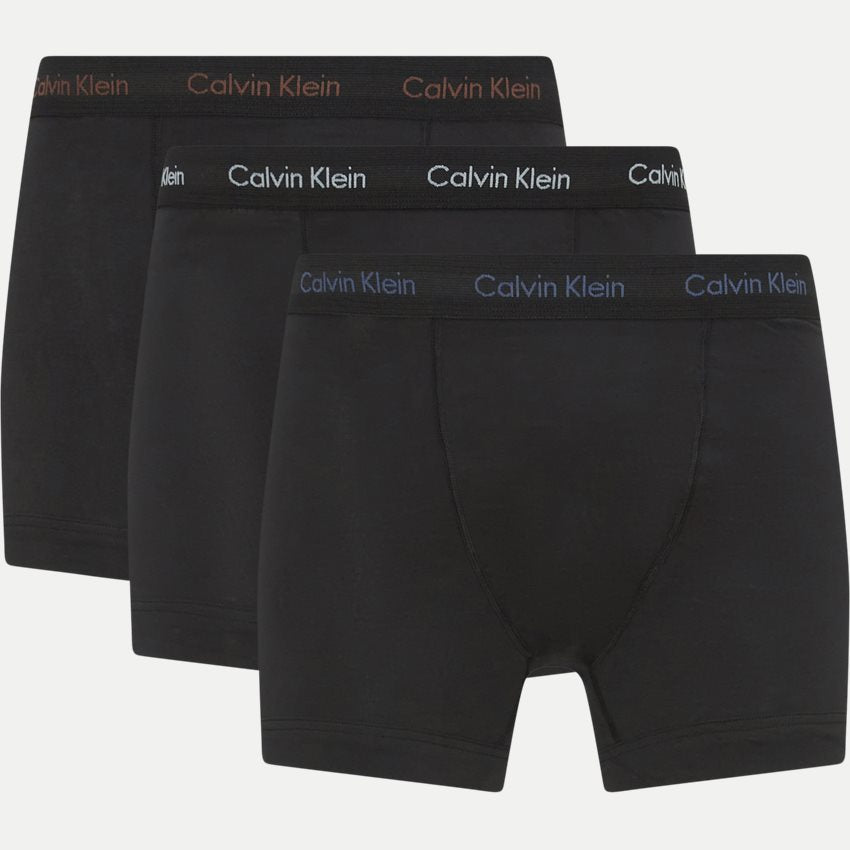 Calvin Klein 3 Pack Cotton Stretch Trunks -B- Marron, Skyway, Navy Logos