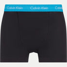 Calvin Klein 3 Pack Cotton Stretch Trunks -Black with Blue/Arona/Sageb Grn WBS