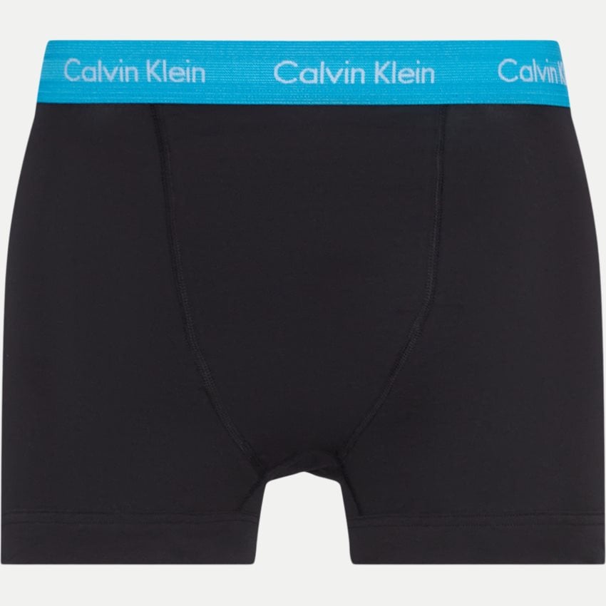 Calvin Klein 3 Pack Cotton Stretch Trunks -Black with Blue/Arona/Sageb Grn WBS