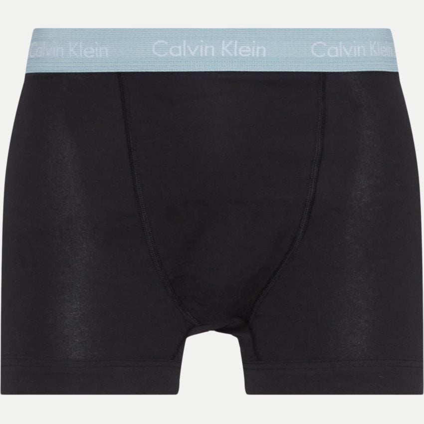 Calvin Klein 3 Pack Cotton Stretch Trunks -Black with Blue/Arona/Sageb Grn WBS