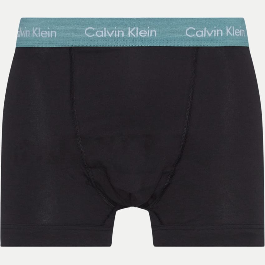 Calvin Klein 3 Pack Cotton Stretch Trunks -Black with Blue/Arona/Sageb Grn WBS