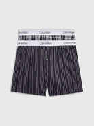 Calvin Klein 2 Pack Slim Fit Woven Boxers 100% Cotton - Ryan Stripe / Hickory Plaid