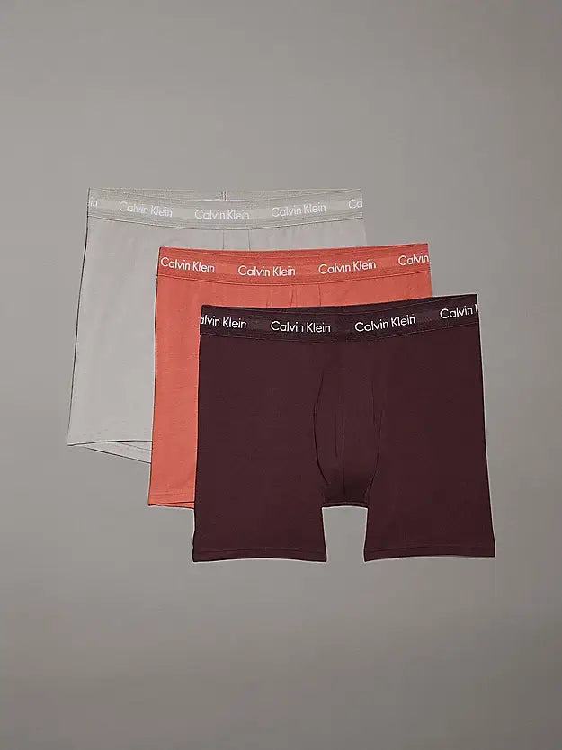 Calvin Klein 3 Pack Boxer Briefs Cotton Stretch - Rock Ridge, Fudge, Bruschetta