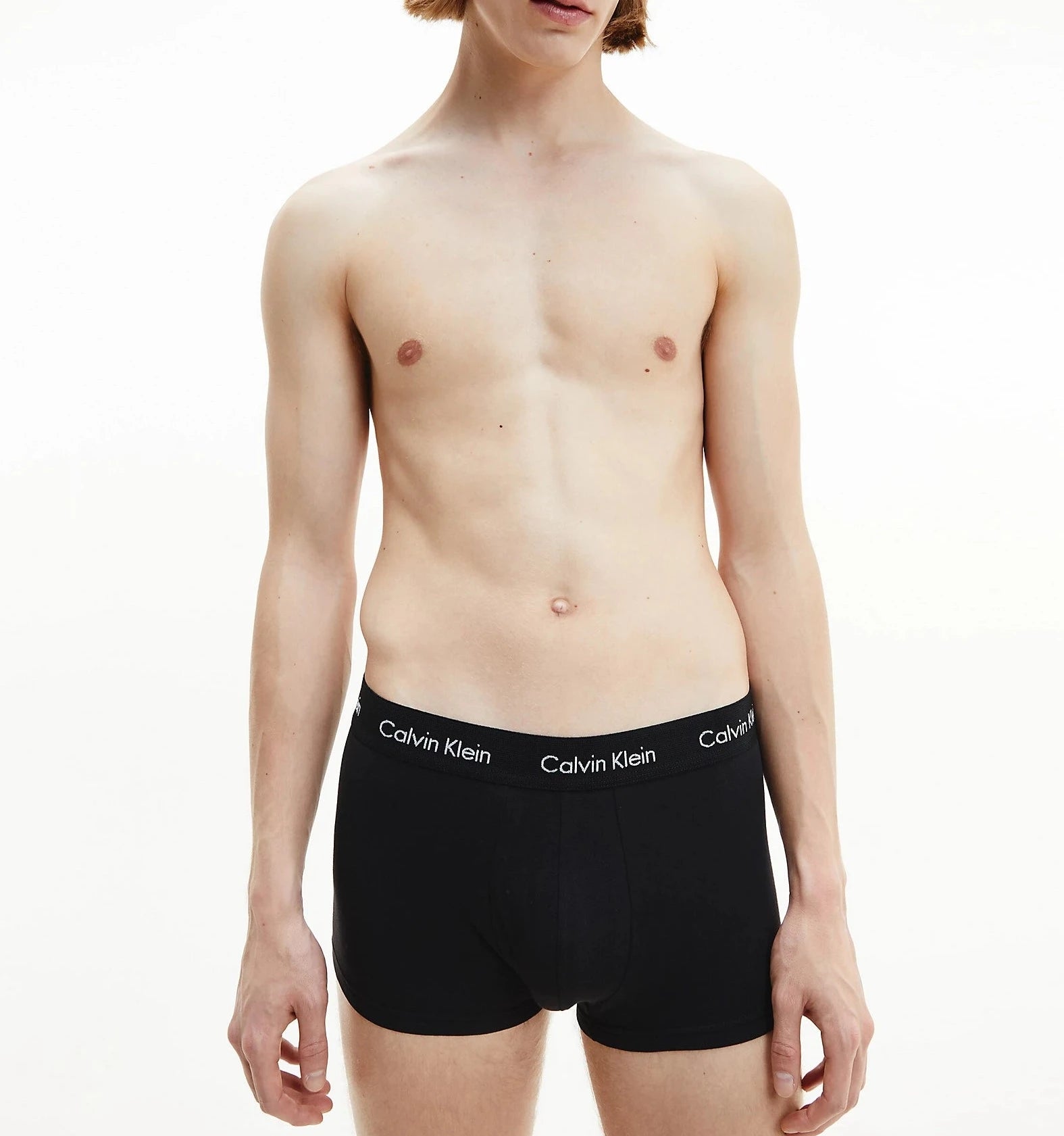 Calvin Klein 5 Pack Cotton Stretch - Low Rise Trunks ( Black / Black Waistband )