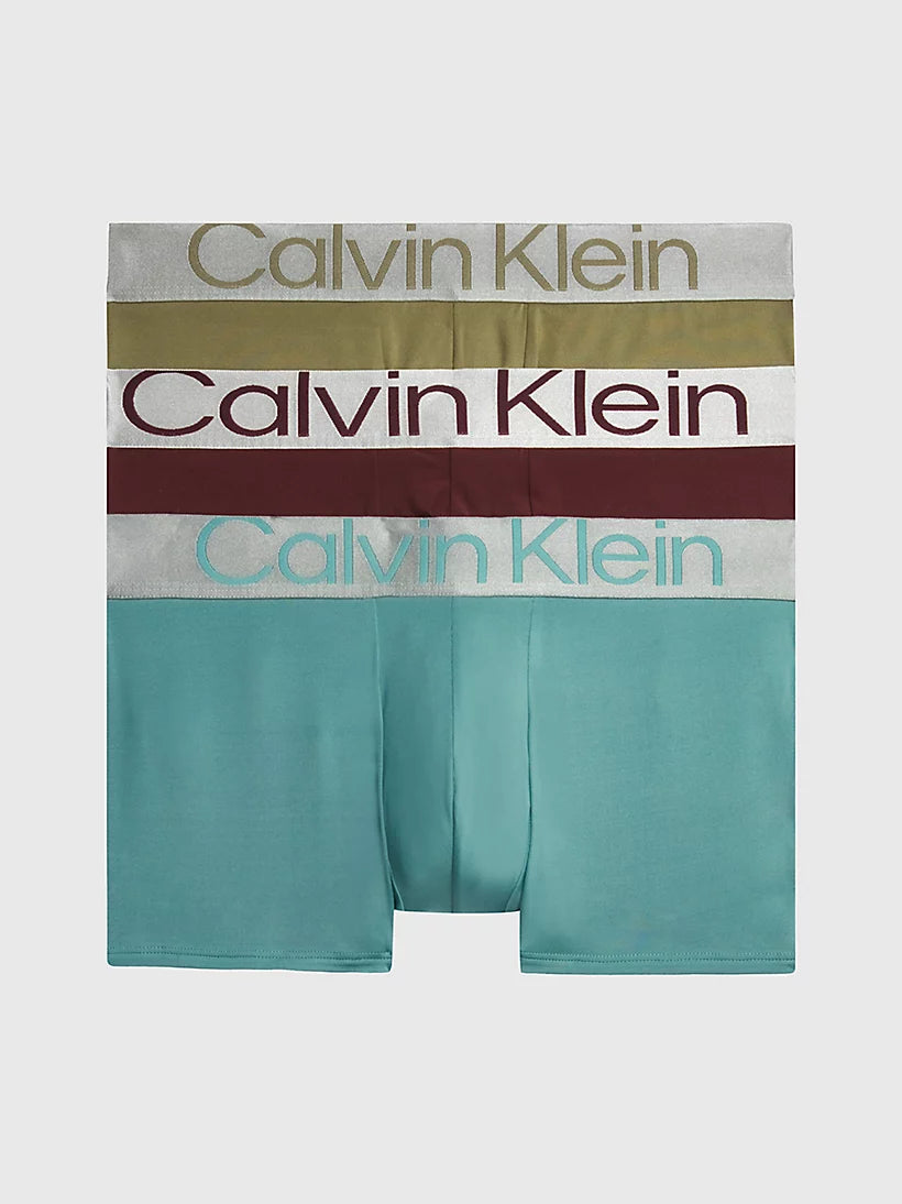 Calvin Klein 3 Pack Steel Micro Boxer Trunks - Rum Raisin / Dusky Green / Arctic