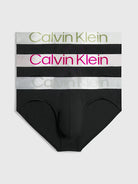 Calvin Klein 3 Pack Steel Cotton Hip Briefs - Black-Olv Branch/Grey/Red Bud