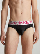 Calvin Klein 3 Pack Steel Cotton Hip Briefs - Black-Olv Branch/Grey/Red Bud