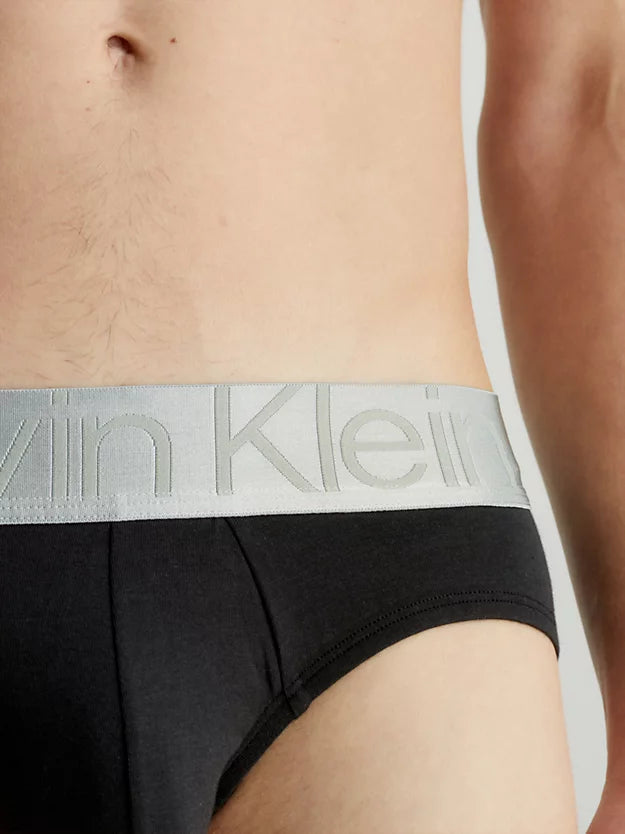 Calvin Klein 3 Pack Steel Cotton Hip Briefs - Black-Olv Branch/Grey/Red Bud