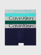 Calvin Klein 3 Pack Trunks Steel Cotton - June Bug / Cool Water / Evening Blue