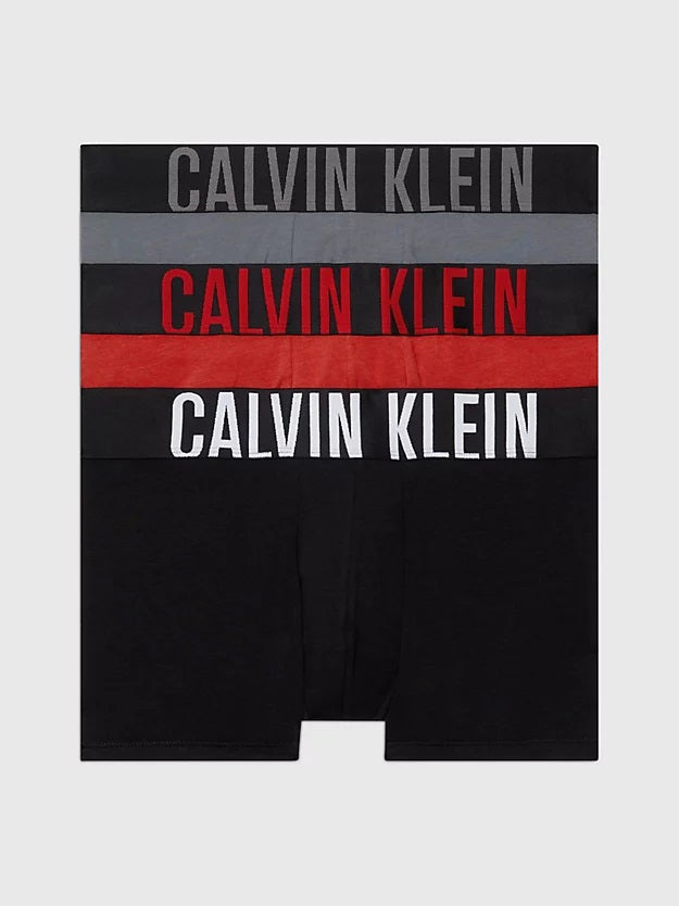 Calvin Klein Underwear 3 Pack Intense Power Cotton Trunks - Red/Black/Grey