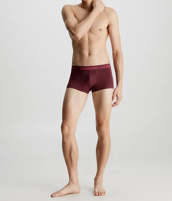 Calvin Klein 3 Pack Low Rise Trunks Cotton Stretch - Red Clay/Tawny Port/Tigers Eye