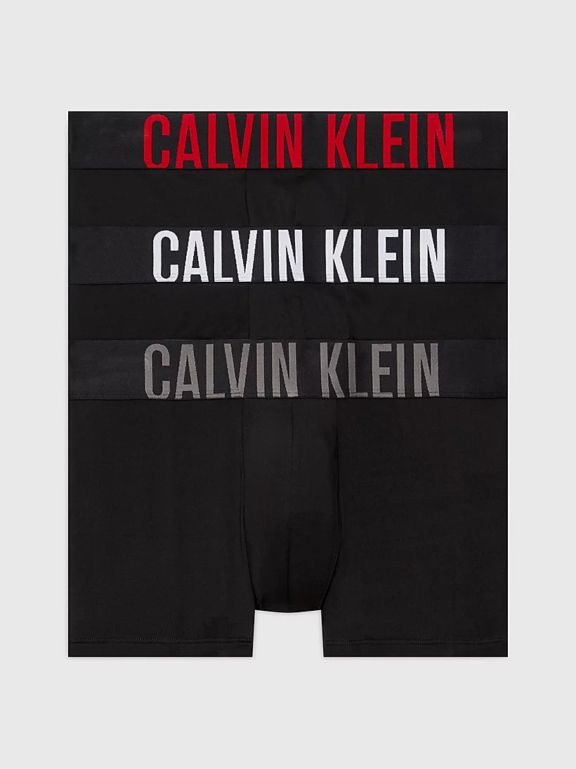 Calvin Klein Underwear 3 Pack Intense Microfibre Power Trunks - Black/Coloured Logo