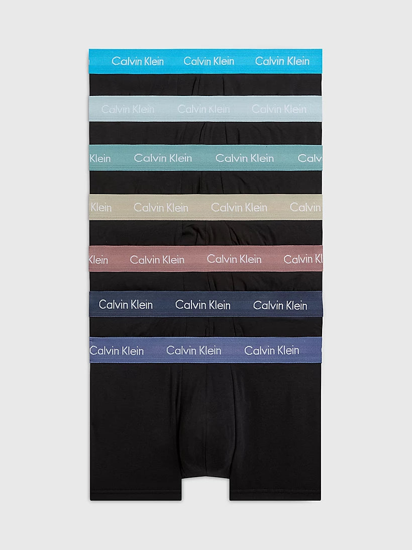 Calvin Klein 7 Pack Low Rise Cotton Stretch Trunks - Black Multi