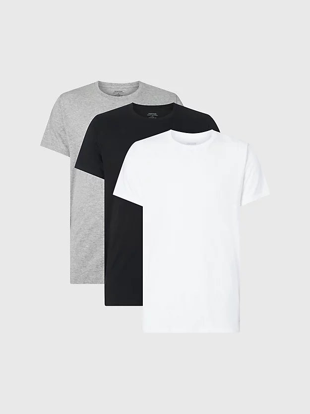 Calvin Klein 3 Pack T-Shirts Cotton Classics - Black/White/Grey Heather