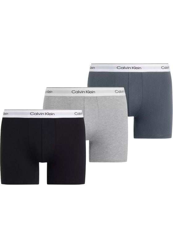 Calvin Klein 3 Pack Boxer Briefs - Modern Cotton, Black / Grey / Turbulence