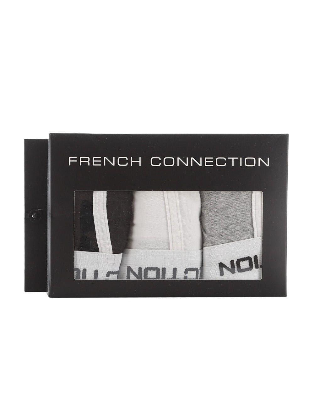 French Connection Mens 3 Pack FC1 Boxers - Black/Grey/White