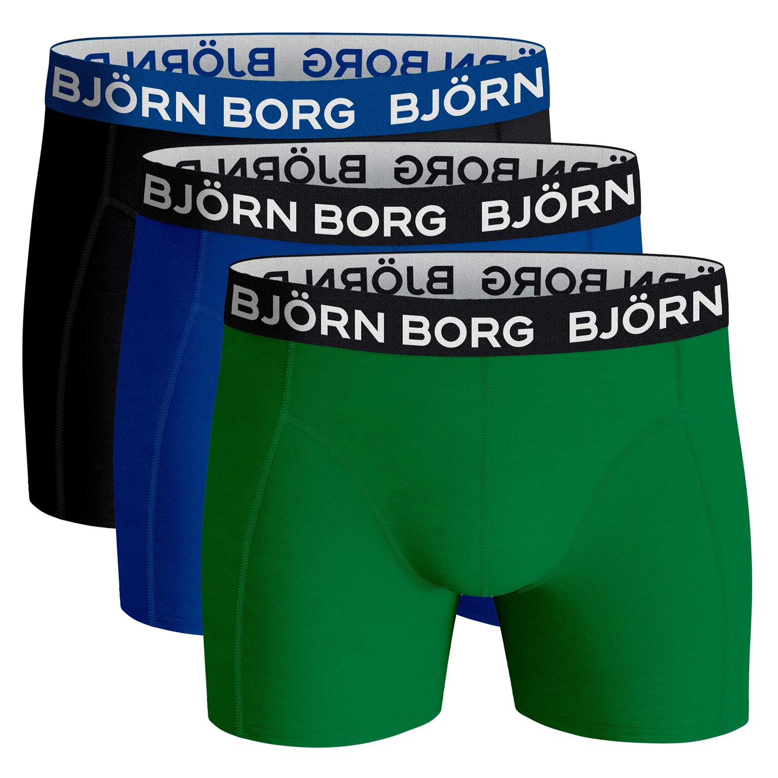 Björn Borg Essential Boxer 3 Pack- Black, Blue, Green - MP009