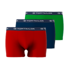 Tom Tailor Men's 3 Pack Cotton Stretch Trunks- Red/Navy/Green