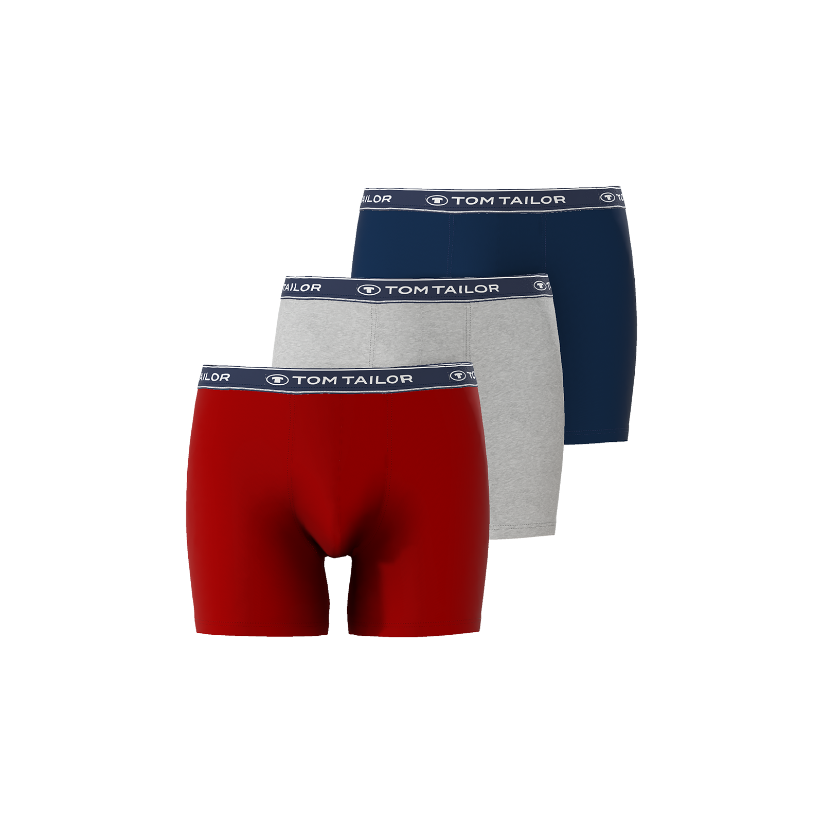 Tom Tailor Men's 3 Pack Cotton Stretch Boxer Briefs - Red/Grey/Navy