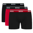 Boss 3 Pack of Stretch Cotton Boxer Briefs - Red/Peacoat/Black