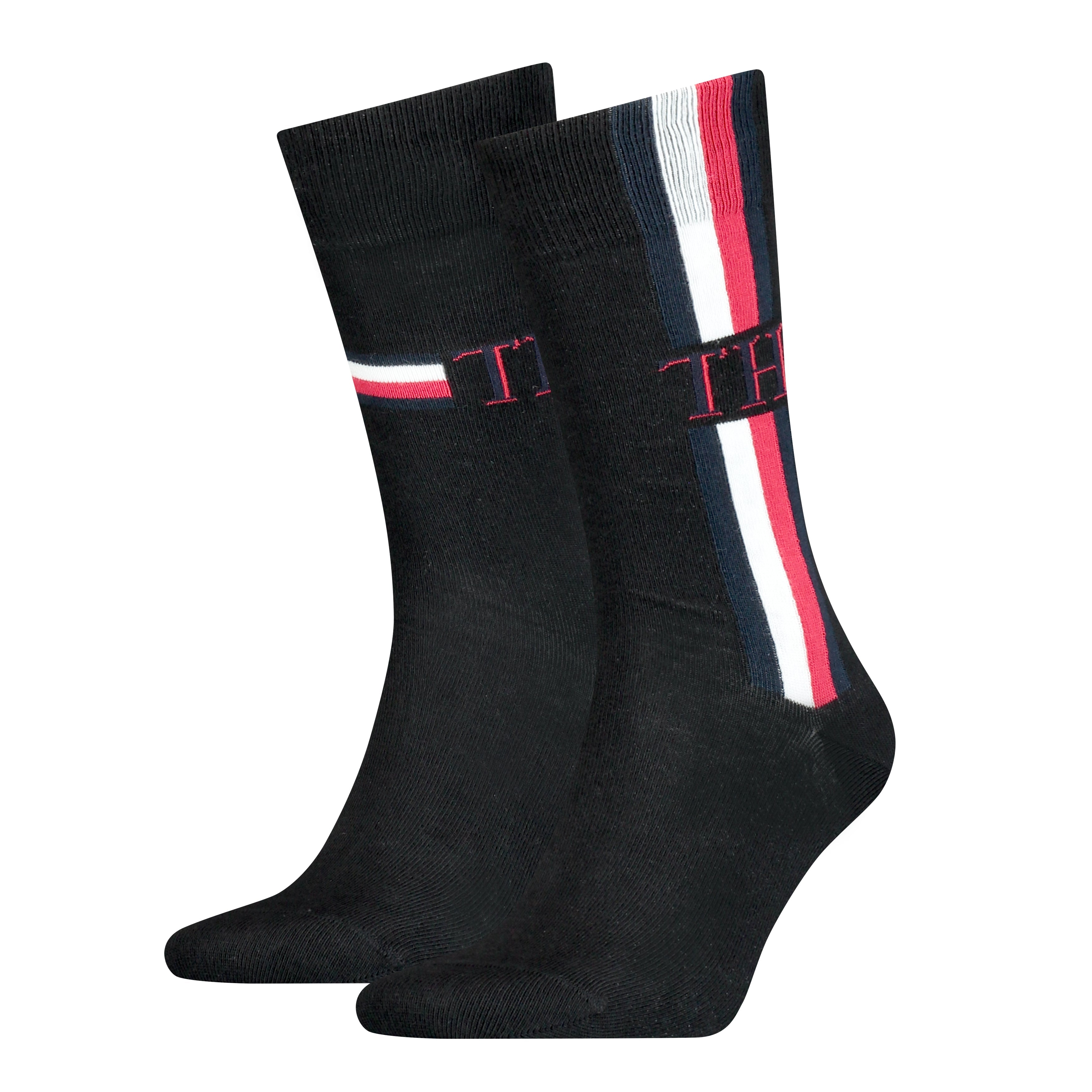 Tommy Hilfiger Men 2 Pack Iconic Stripes Socks (Black)