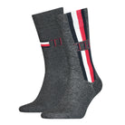 Tommy Hilfiger Men 2 Pack Iconic Stripes Socks (Mid Grey/Melange)