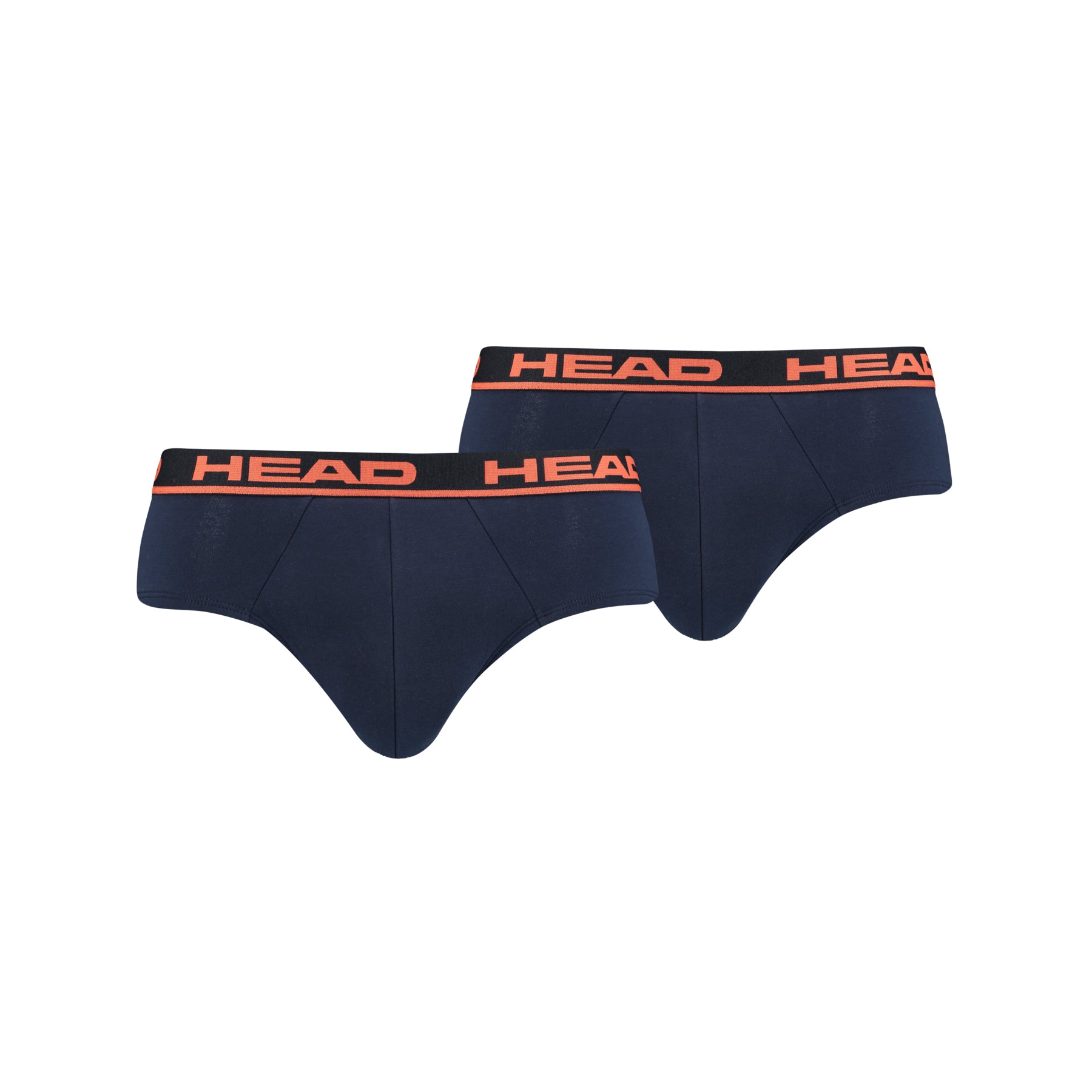 Head Mens 2 Pack Cotton Stretch Briefs - Peacoat / Orange