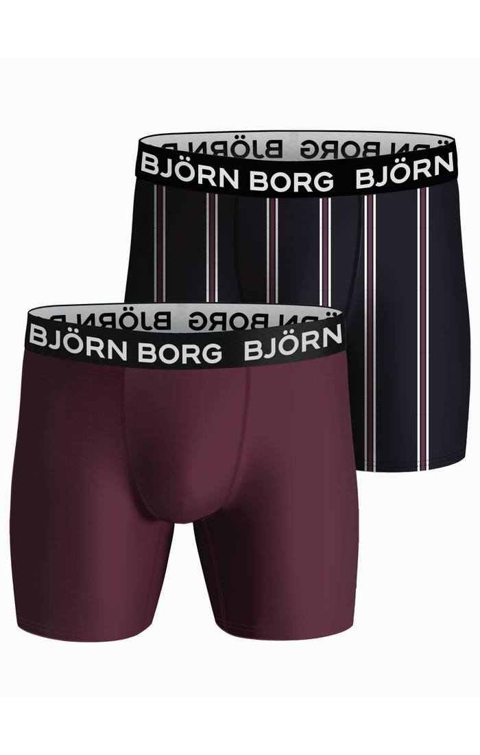 Björn Borg Performance Boxer 2 Pack - Red/Black Stripes