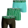 Björn Borg 3 Pack Cotton Stretch Boxers - Green Stripes / Black