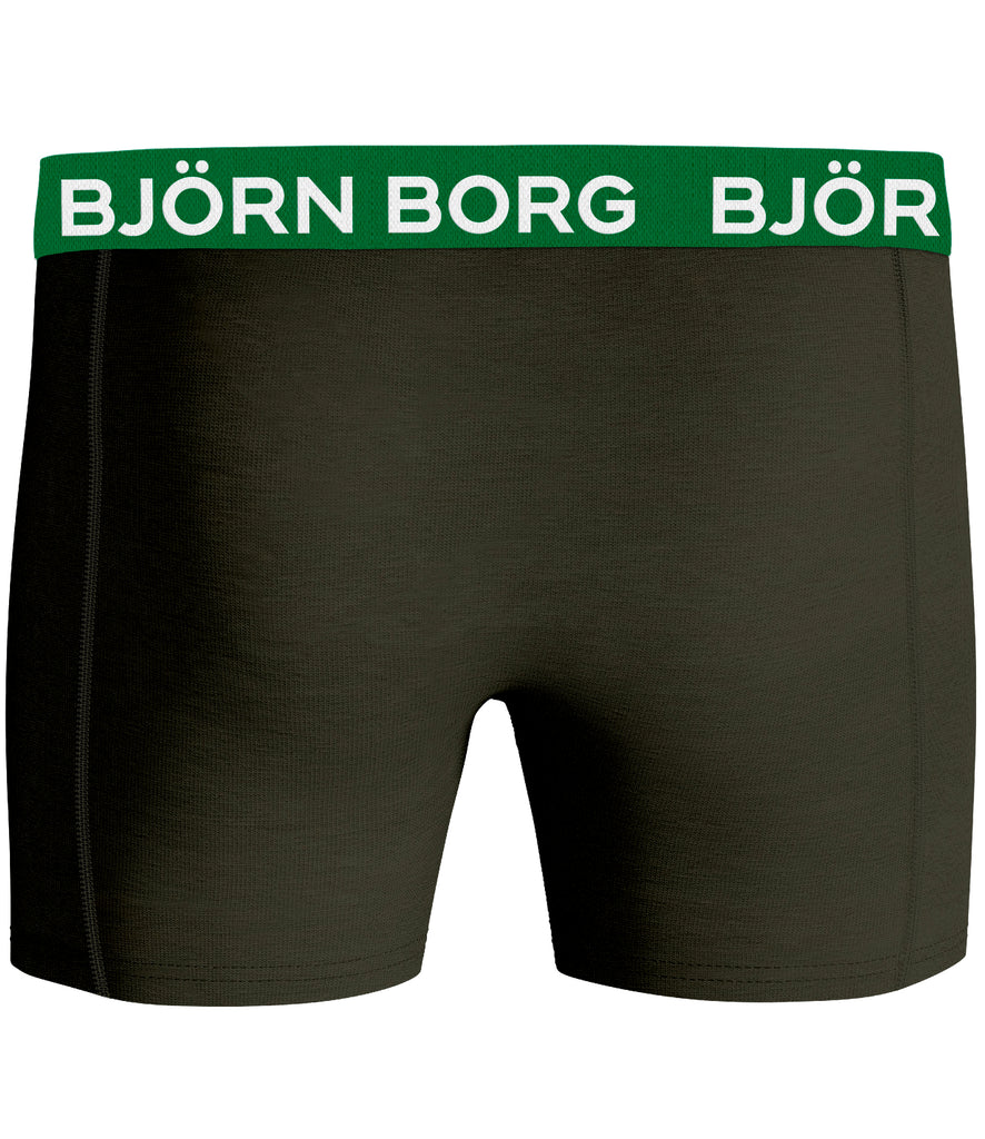 Björn Borg 3 Pack Cotton Stretch Boxers - Green Stripes / Black