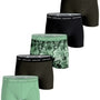 Björn Borg 5 Pack Cotton Stretch Boxers  - Green Print