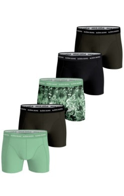 Björn Borg 5 Pack Cotton Stretch Boxers - Green Print